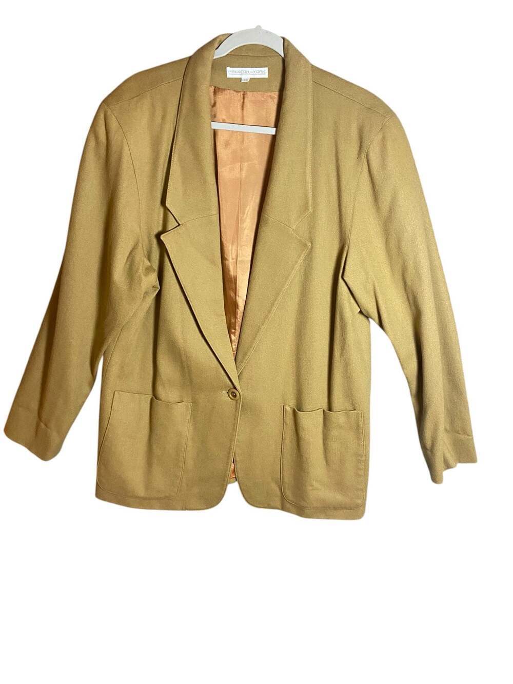 Preston & York Vintage Camel Tan One Button Blazer Jacket